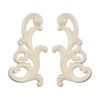 2Pcs Unpainted Wood Carved Onlay Appliques, 7.9"x3.9" Wooden Decor Funiture Decal Corner Sticker for Furniture Door Cabinet
