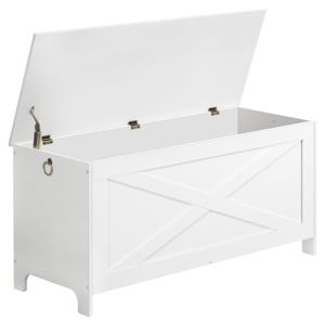 39.4" Toy Chest, Sturdy Entryway Storage Chest with Safety Hinges, Retro Toy Box, Wooden Look Accent Furniture for Living Room,