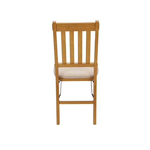 Stakmore Arts and Craft Wooden Folding Chairs with Padded Seats, Set of 2 - No Assembly Foldable Dining Chairs, Steel Folding