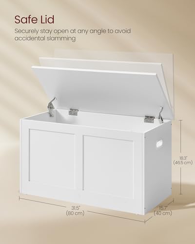 Storage Chest, Storage Trunk with 2 Safety Hinges, Storage Bench, Shoe Bench, Farmhouse Style, 15.7 x 31.5 x 18.3 Inches, for