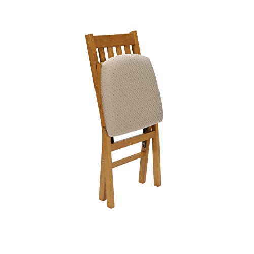 Stakmore Arts and Craft Wooden Folding Chairs with Padded Seats, Set of 2 - No Assembly Foldable Dining Chairs, Steel Folding