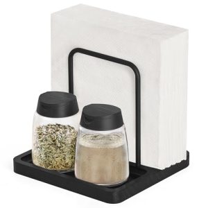 Napkin Holder for Table Farmhouse Wooden Napkin Dispenser Rustic Paper Napkin Storage for Kitchen Dining Room Coffee Bar, Black