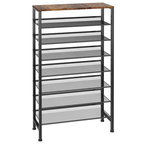 Large Shoe Rack 8 Tier Shoe Organizer, Heavy Duty Metal Shoe Storage Vertical Shoe Rack for Closet Front Door Entrance, Up to 28