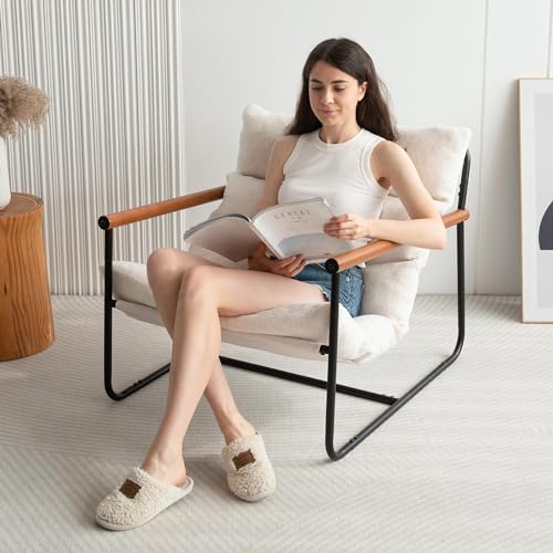 Sherpa Accent Chair, Boucle Arm Chair Living Room Chair, Reading Accent Chair, Mid Century Modern Bedroom Chair,Teddy Armchair