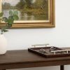 Acacia Wood Serving Tray – 17" x 13" Ottoman Tray with Metal Handles for Coffee Table, Breakfast, Snacks, Tea, Food – Decorative
