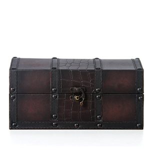 Decorative Wooden Storage Box with Leather Clasp 9 Inch Long. Ideal Gift for Wedding Special Occasion Study Home Den Dorm Spa