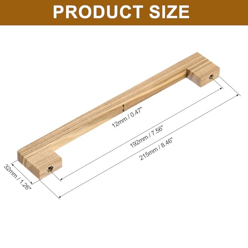 10Pcs Wood Drawer Pulls, 8 Inch Hole Center Square Wooden Drawer Pulls Cabinet Handles with Screws for Kitchen Dresser Wardrobes