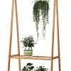 Bamboo Clothes Rack Portable Extra Large Garment Rack 2-Tire Storage Box Shelves For Entryway and Bed Room Patented Design