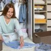 Collapsible Storage Box 16.9"x12.5"x7" with Wooden Handles | Foldable Organizer for Closet, Shelves, Toys & Cosmetics | Durable
