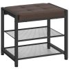 Small Shoe Bench, 3-Tier Shoe Rack, Shoe Storage Bench with PU Seat Cushion, Entryway Shoe Rack Bench with Metal Mesh Shelves,