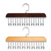2Pcs Wooden Anti-Slip 8-Hook Belt Hanger for Closet Space-Saving Closet Organizer Belt Hanger for Bras, Ties, Scarves & Tank