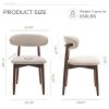 Wooden Dining Chairs Set of 2, Modern Fabric Upholstered Kitchen Side Chairs, Farmhouse Dining Room Chair with Foot Pegs, Beige