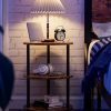 Small Round End Table - 3 Tier Design Accent Table, Narrow Side or Bedside Stand, Industrial Vintage Nightstand for Bedroom,