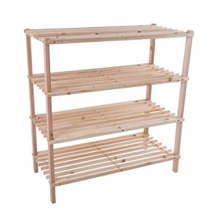 Shoe Storage Rack - 4-Tier Wood Shoe Organizer for Closet, Bathroom, Entryway - Footwear Shelf Holds 12 Pairs Sneakers or Boots