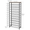 12-Tier Shoe Rack, Large Capacity Shoe Storage Organizer for 35-45 Pairs of Shoes, Standing Shoe Shelf with Slanted Shelves, for