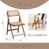 Rattan Folding Chair, Modern Mid Century Dining Chairs Set of 1, Comfy Outdoor Bamboo Chairs for Bedroom Living Room Reading