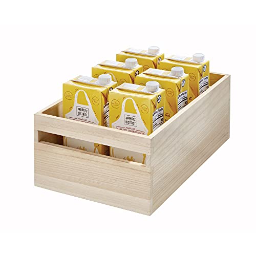 iDesign Paulownia Wood Collection Storage Bin with Handles, 15" x 10" x 6", Natural