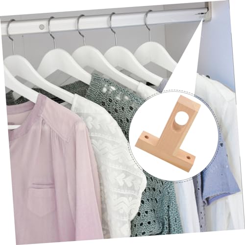 Wooden Closet Rod Holder Ceiling Mount Bracket Sturdy Wood Closet Pole Holder for Wardrobe with Smooth Surface and Compact