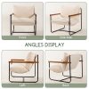 Modern Accent Chair, Living Room Chair with Wood Armrests, Shredded Foam Cushion, and Sturdy Metal Frame Reading Chair, Beige