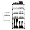 Stackable Small Shoe Rack, Entryway, Hallway and Closet Space Saving Storage and Organization (3-Tier, Black)