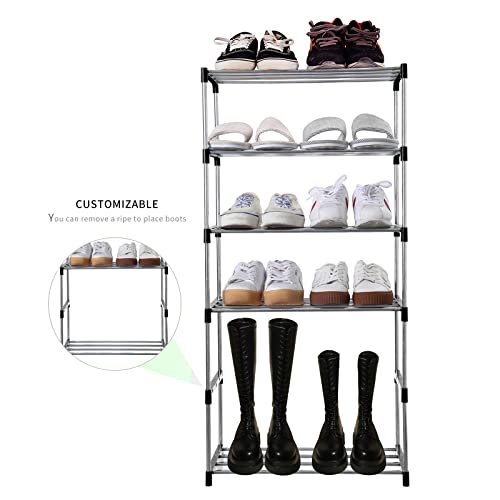 Stackable Small Shoe Rack, Entryway, Hallway and Closet Space Saving Storage and Organization (3-Tier, Black)