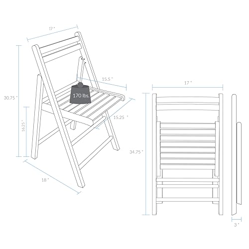 Wooden Folding Chairs 2-Pcs Set - Natural
