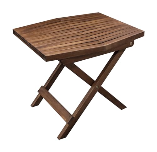 Wooden Folding Table - Original Acacia Wooden Small Foldable End Coffee Tables - FSC Certified Solid Wood Patio Side Table -