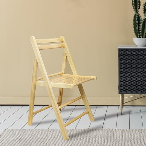 Wooden Folding Chairs 2-Pcs Set - Natural