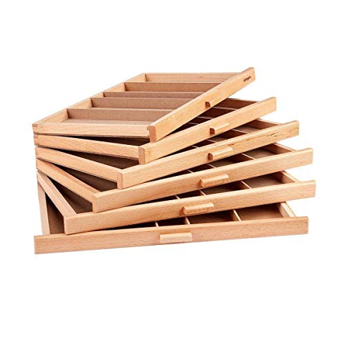 723N Wood 6-Drawer Artist SUPPLY STORAGE BOX, 15-3/4” W x 10” D x 6-1/2” H, Natural Finish, Storage for Art Materials including