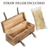 Vintage Wooden Wine Gift Box - Single Bottle Holder with Locking Latch & Leather Straps, Rustic Brown Wedding Champagne, Beer