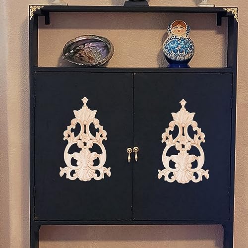 1PC Wood Applique Wooden Carved Appliques Onlays Carving Applique Wood Carving Decal for Bed Door Cabinet Mirror Fireplace