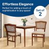 Stakmore French Cane Wooden Folding Chairs with Padded Seats, Set of 2 - No Assembly Foldable Dining Chairs, Steel Folding