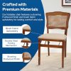 Stakmore French Cane Wooden Folding Chairs with Padded Seats, Set of 2 - No Assembly Foldable Dining Chairs, Steel Folding