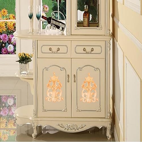 1PC Wood Applique Wooden Carved Appliques Onlays Carving Applique Wood Carving Decal for Bed Door Cabinet Mirror Fireplace