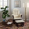 Premium Hoop Glider & Ottoman (Espresso with Beige) — GREENGUARD Gold Certified, Solid Wood Craftsmanship, Convenient Storage