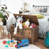 Toy Box, Retro Wooden Look Storage Chest with Safety Hinge, Entryway Storage Bench Supports 220 lb, 29.9 x 15.7 x 18.9 Inches