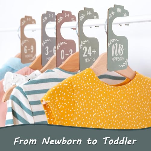 8 Pcs Set Pastels Baby Closet Dividers for Clothing Organizer, Double-Sided Baby Wardrobe Organizer Divider Wooden Clothes Size