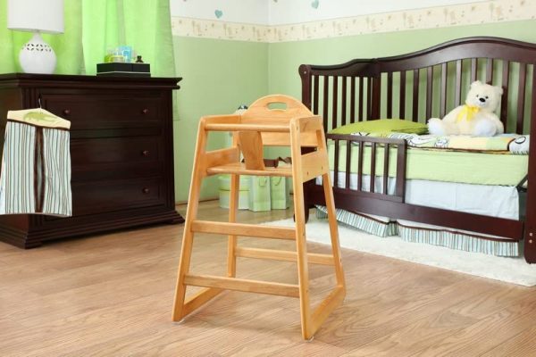 Wooden High Chair for Baby & Toddler – Restaurant-Style Stackable HighChair with Commercial Grade Solid Wood for Dining Table &