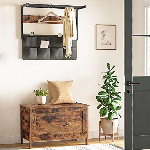 Toy Box, Retro Wooden Look Storage Chest with Safety Hinge, Entryway Storage Bench Supports 220 lb, 29.9 x 15.7 x 18.9 Inches