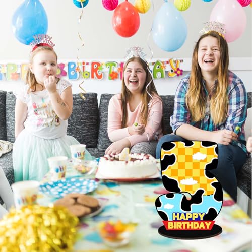 Cartoon Blue Cloud Cow Themed 5th Birthday Centerpiece Number Sign 5th Birthday Party Supplies Cartoon Story Themed Pattern