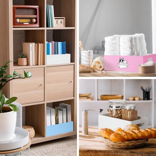 Set of 6 Wood Storage Boxes with Handles Wooden Nesting Crates Rustic Farmhouse Storage Container for DIY Crafts Party Home