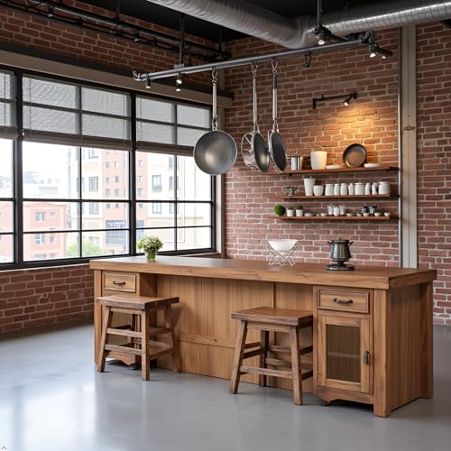 Durango 20-Inch Tall Industrial Wood Dining Stool - Table or Extra Seat - Unique Rustic Industrial Style and Comfort -