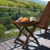 Wooden Folding Table - Original Acacia Wooden Small Foldable End Coffee Tables - FSC Certified Solid Wood Patio Side Table -
