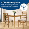 Stakmore Shaker Ladderback Wooden Folding Chairs with Padded Seats, Set of 2 - No Assembly Foldable Dining Chairs, Steel Folding