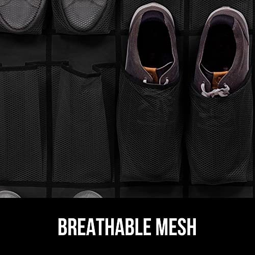 Over the Door Shoe Organizer, 24 Large Breathable Mesh Pockets, Space Saving Hanging Storage Holder, Closet Rack Hanger Holds Up