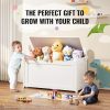 Wooden Toy Chest for Kids, Toddler Toy Storage Box with Flip-Top Lid and Safety Hinge, 32.68 x 17.91 x 24.02 Large Kids Storage