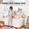 Wooden Toy Chest for Kids, Toddler Toy Storage Box with Flip-Top Lid and Safety Hinge, 32.68 x 17.91 x 24.02 Large Kids Storage