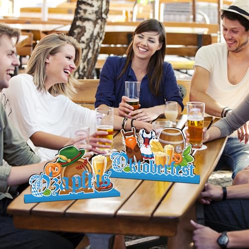 4Pcs Oktoberfest Decorations Table Wooden Centerpiece Ein Prosit October Festival Decorations Bavarian German Beer Festival