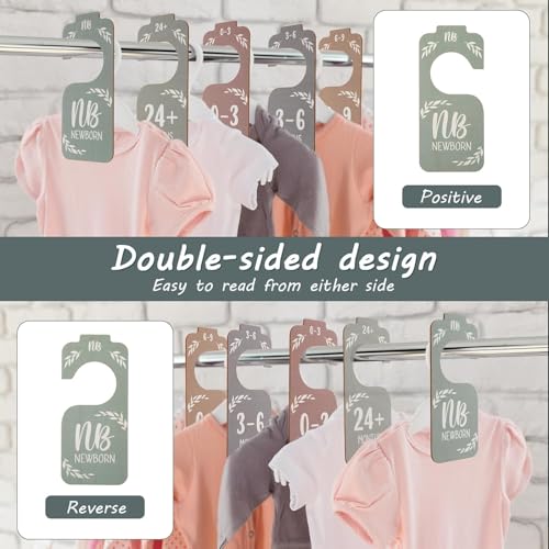 8 Pcs Set Pastels Baby Closet Dividers for Clothing Organizer, Double-Sided Baby Wardrobe Organizer Divider Wooden Clothes Size