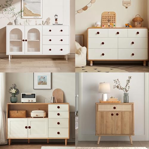 12Pcs 1.5" Round Wooden Drawer Knobs, Finished Mushroom Shape Cabinet Pulls Handles, Natural Wood Dresser Knobs for Kitchen